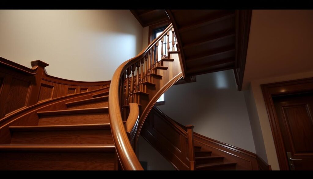 Escalier en bois quart tournant