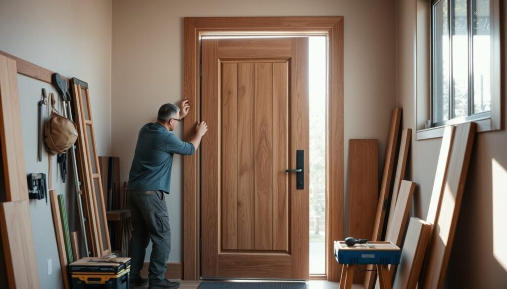 Installation de porte d'entrée sur mesure