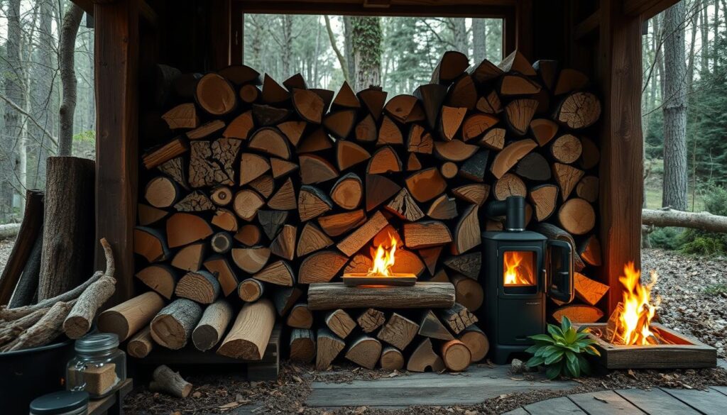 choix combiné de bois de chauffage