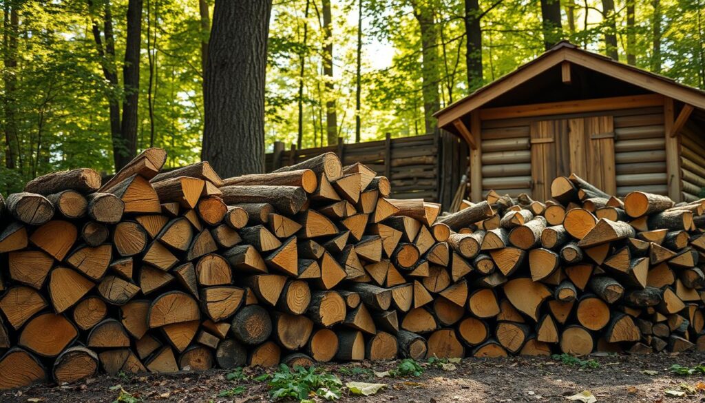 stockage du bois de chauffage