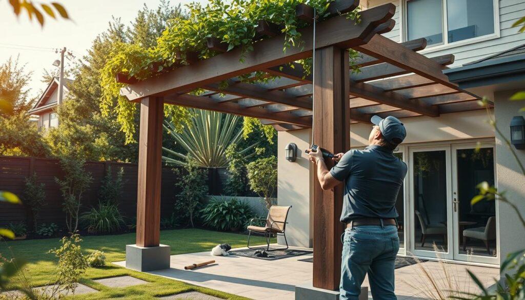 Installation de pergola autoportée