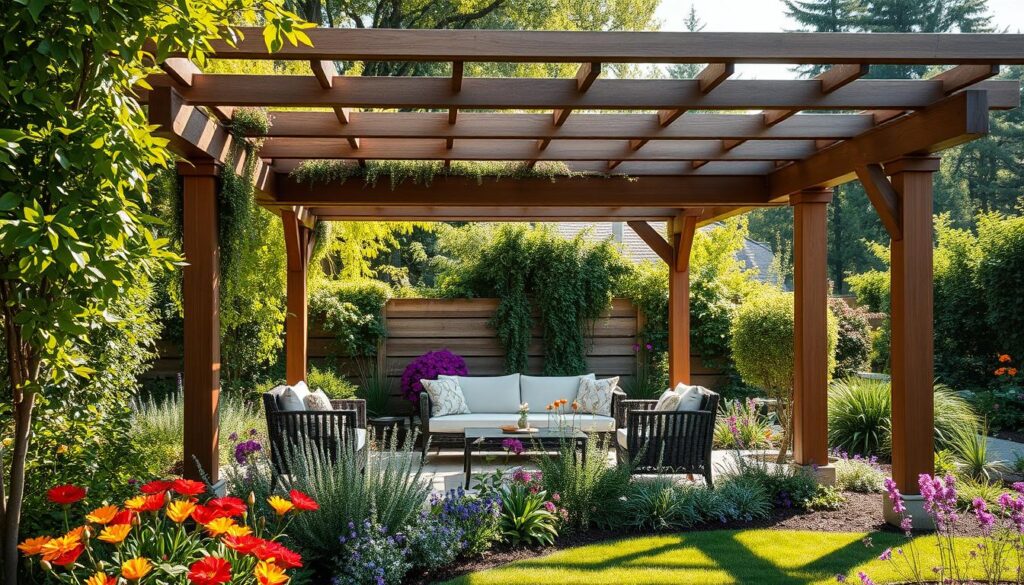 Intégration pergola jardin